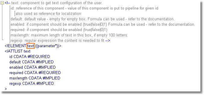 DTD- Document of the form component <text>